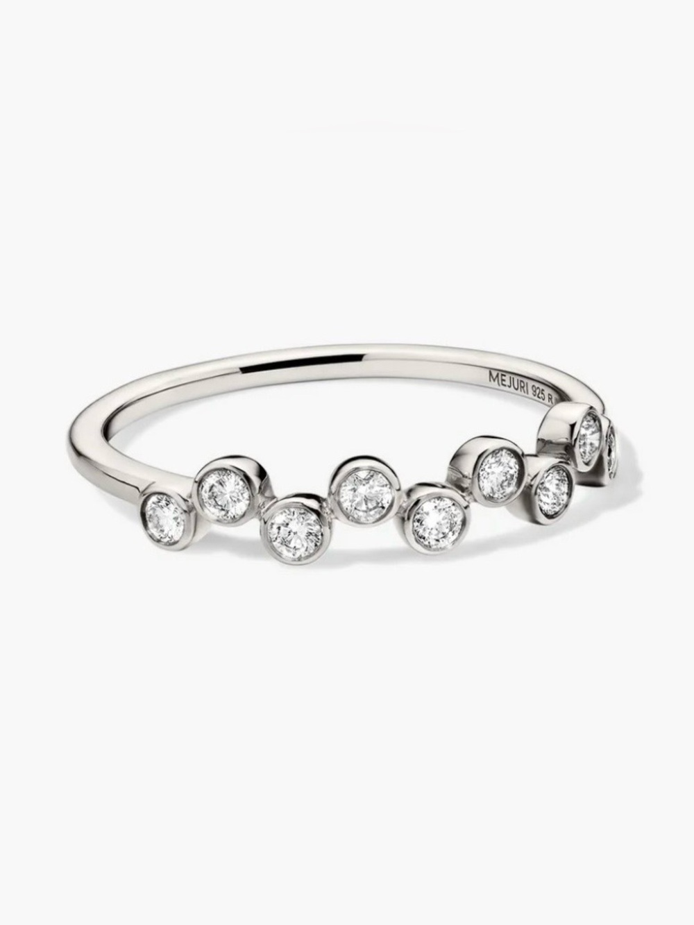 Mejuri Silver Bezel Dot Diamond Band - White